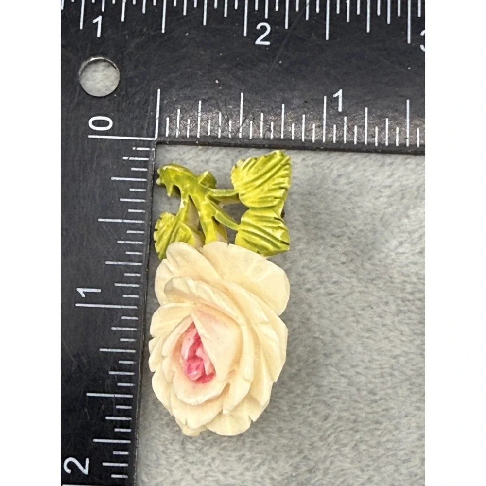 Vintage Celluloid Brooch PInk Flower‎ Spring